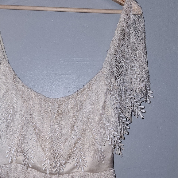 Vintage Ivory Embroidered Fringe Maxi Dress by Lee Jordan - Picture 13 of 16